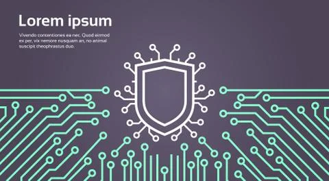 Shield Network Data Protection System Concept Banner Stock Illustration
