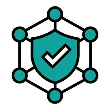 Shield Network Security Icon Template Technology Logo Vector Design Modern Stock Illustration