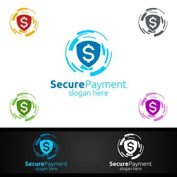 Shield Online Secure Payment Logo for Security Online Shopping. Financial Tra Stock Illustration