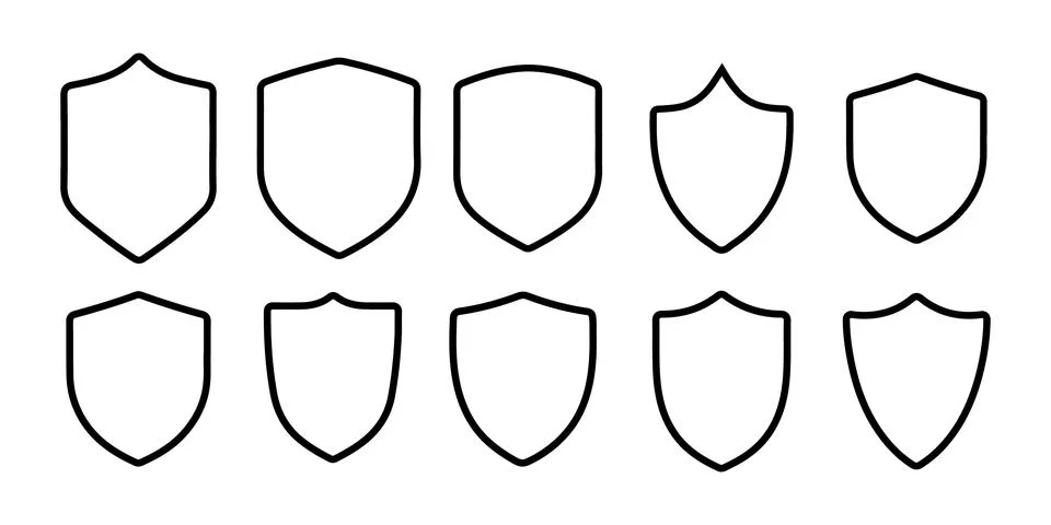 Shield outline icon set vector Stock-Illustration