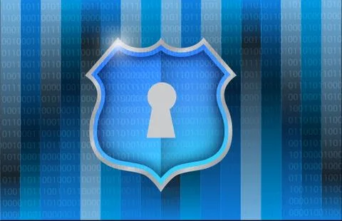 Shield over a binary background illustration Stock Illustration