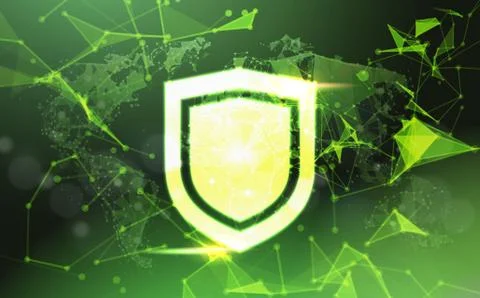 Shield over green Data protection privacy concept GDPR Cyber security network 스톡 일러스트