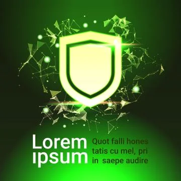 Shield over green Data protection privacy concept GDPR Cyber security network Stock Illustration