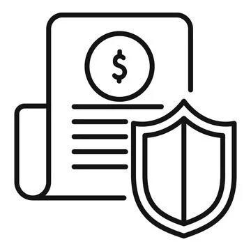 Shield is overlapping a financial document, providing a sense of security Stock Illustration