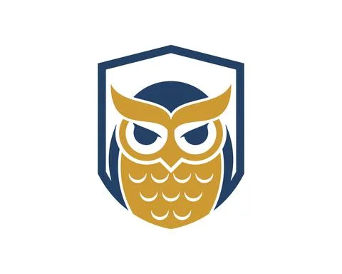 Shield with owl inside Stock Illustration