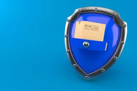 Shield with package box Illustrazione stock