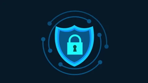 Shield with Padlock 2d Animation with Alpha Matte Stock Footage 336162742