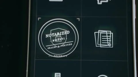 Shield with padlock animated icon with stamp Notarized overlay Stock Footage 333838039