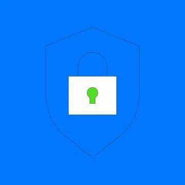 Shield with padlock. Data protection concept Stock Illustration