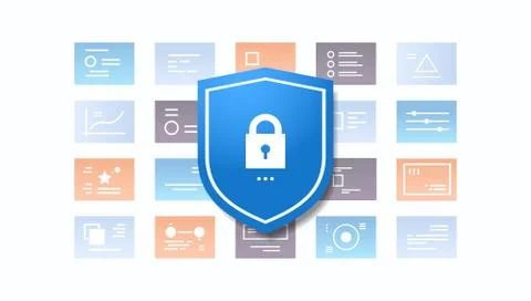 Shield with padlock desktop or mobile application user interface software Stockillustratie