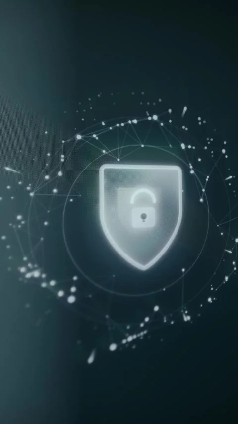 Shield with a padlock, digital security concept icon, modern digital security Stock Footage 333832292