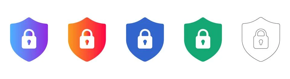 Shield with padlock icon for digital security and protection Stock Illustration