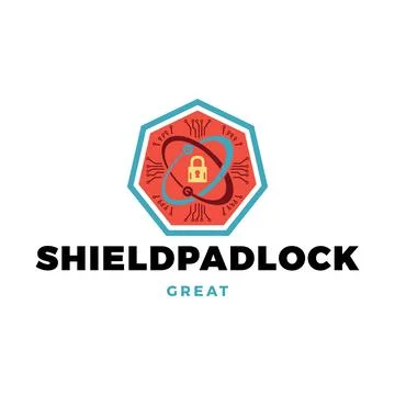 Shield Padlock Icon Logo Design Template イラスト素材
