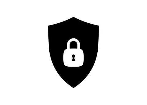 Shield Padlock Icon Outline Security Lock Vector Illustration Illustrazione stock