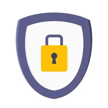 Shield with padlock on it security protection symbol. Stock-Illustration