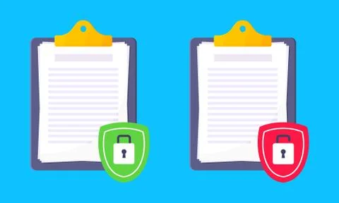 Shield with padlock on it security protection symbol in the magnifier circle Stock-Illustration