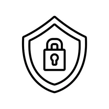 Shield with padlock line style 库存插图