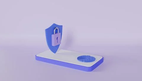 Shield with padlock sign on mobile phone screen, safe storage of user input Stock Illustration
