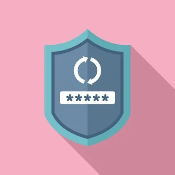 Shield password recovery icon flat vector. Mobile page Illustrazione stock