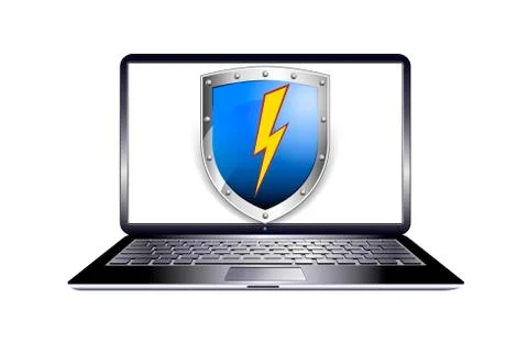 Shield PC Computer Protection Security Laptop - Internet security concept Stock Illustration