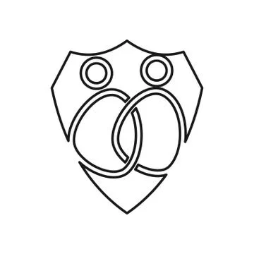 Shield People secure Commitment Teamwork Together Outline Logo 스톡 일러스트