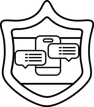 A shield with a phone and a text message on it Stock Illustration