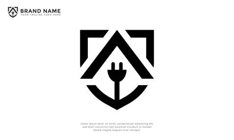 Shield plug home logo Stock Illustration