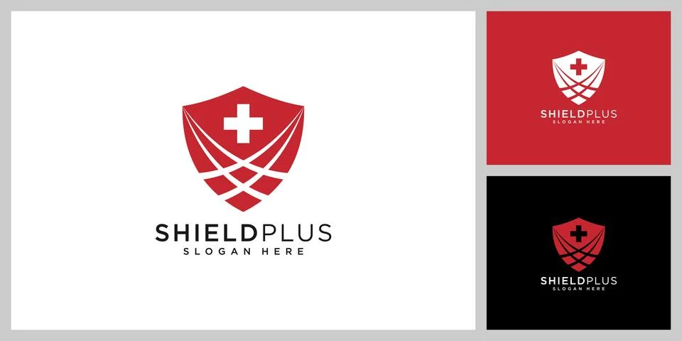 Shield plus medical logo vector design Stock Illustration