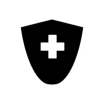 Shield plus outline icon. Symbol, logo illustration for mobile concept and web Stock Illustration