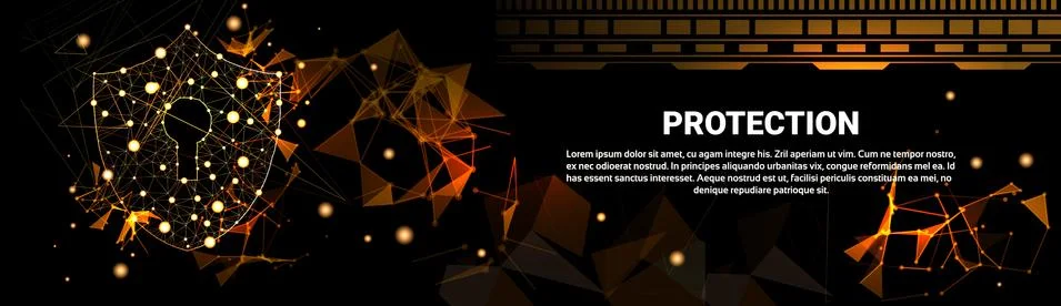 Shield Polygonal Over Dark Background Business Concept Of Data Security And イラスト素材