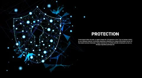 Shield Polygonal Over Dark Background Business Concept Of Data Security And Stock Illustration
