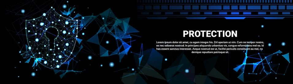 Shield Polygonal Over Dark Background Business Concept Of Data Security And Stock Illustration