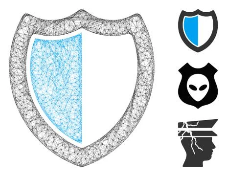 Shield Polygonal Web Vector Mesh Illustration Stock Illustration