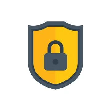 Shield privacy icon flat vector. Data protect Stock Illustration