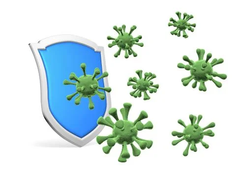 Shield protect form viruses and bacterias isolated, COVID-19 coronavirus prot Stock Illustration