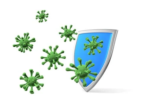 Shield protect form viruses and bacteria cells isolated, COVID-19 coronavirus Stock Illustration