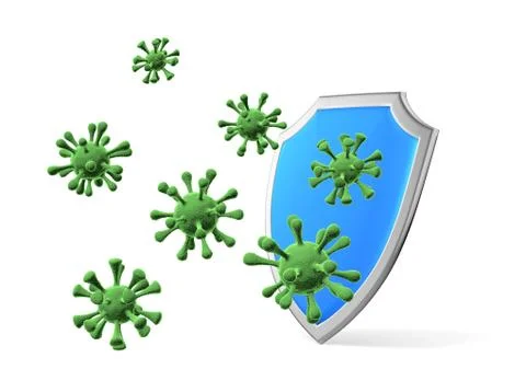 Shield protect form viruses and bacteria cells isolated, coronavirus COVID-19 Stock Illustration