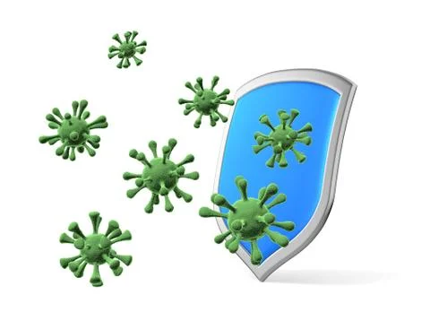 Shield protect form viruses and bacterias isolated, coronavirus COVID-19, pro Stock Illustration