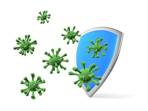Shield protect form viruses and bacteria cells isolated, coronavirus COVID-19 Stock Illustration