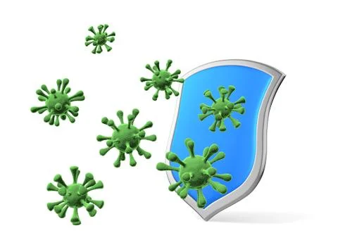 Shield protect form viruses and bacteria cells isolated, coronavirus, protect Illustrazione stock