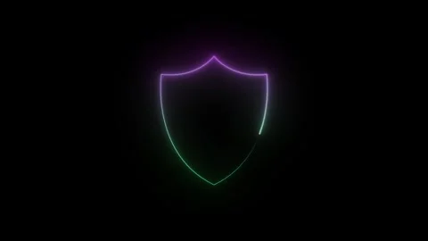 Shield Protect Secure Sign icon Animation with Glowing Line Stock Footage 283987008