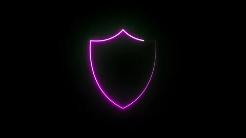 Shield Protect Secure Sign icon Animation with Glowing Line Stock Footage 283987032