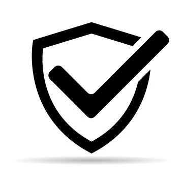 Shield protect shadow icon, safety mark web design, guard symbol vector illus Ilustración de archivo