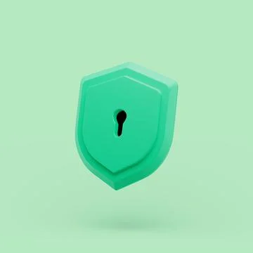 Shield protected icon with keyhole simple 3d illustration on pastel abstract Stock Illustration