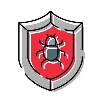 Shield protecting against software bug and malware attack Stock Illustration