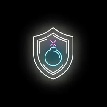 Shield protecting from bomb cyber attack concept Stock Illustration