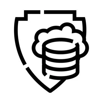 Shield protecting cloud database, data security concept Illustrazione stock
