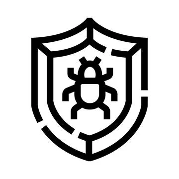 Shield protecting computer system from bug malware Stock Illustration