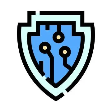 Shield protecting a digital circuit for cybersecurity concept Stock Illustration
