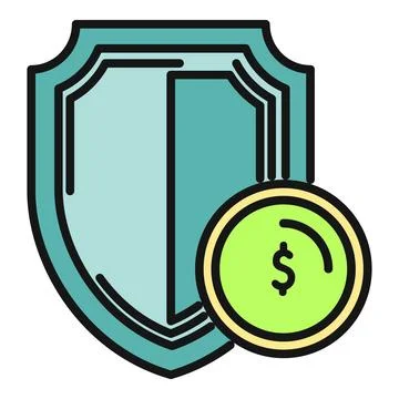 Shield protecting dollar coin representing financial security Stock Illustration